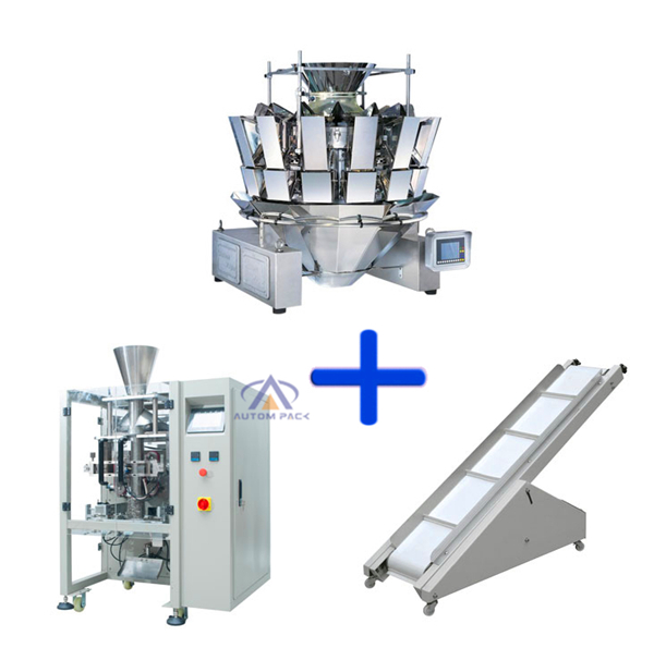 High Speed Vertical Form Fill Seal Machine With Multi Head Weigher Auger Filler