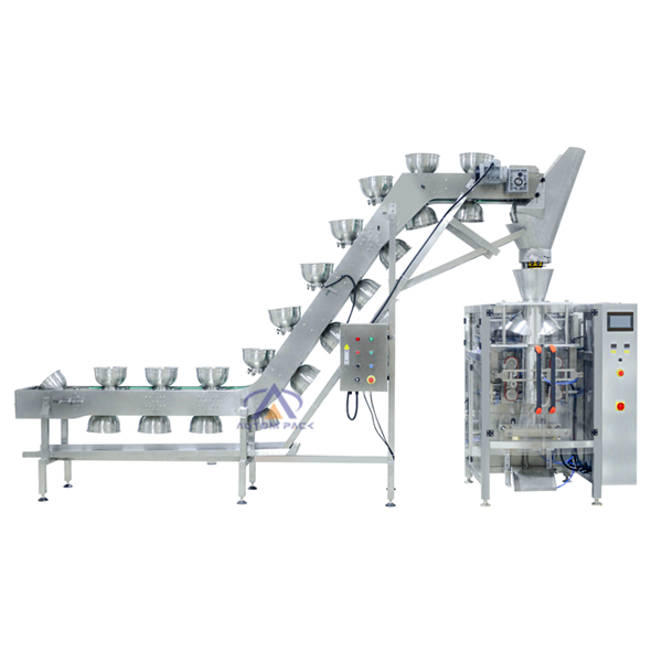 Low Cost Automatic <a href=https://www.autompack.com/packing-machine/Frozen-Dumplings-Packaging-Machine-With-Multihead-Weigher.html target='_blank'>Frozen</a> Food Fish Ball / Chicken Ball Packaging Machine